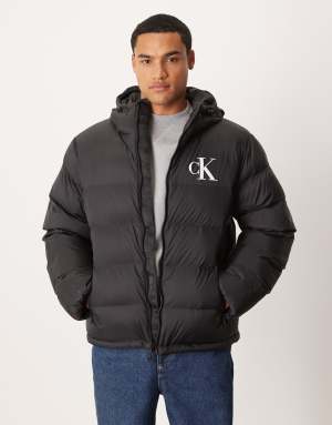 Calvin Klein Keans monologo puffer jacket in black
