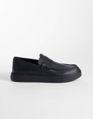 Klobige Loafer aus Leder in Schwarz Schwarz 43