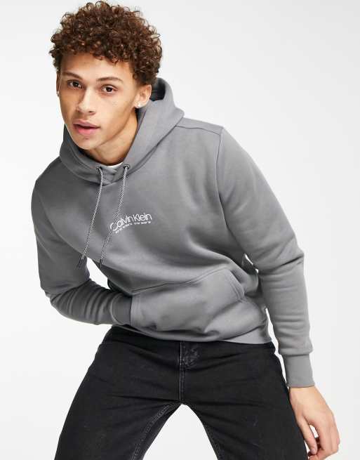 Calvin Klein – Kolgrå huvtröja med logga