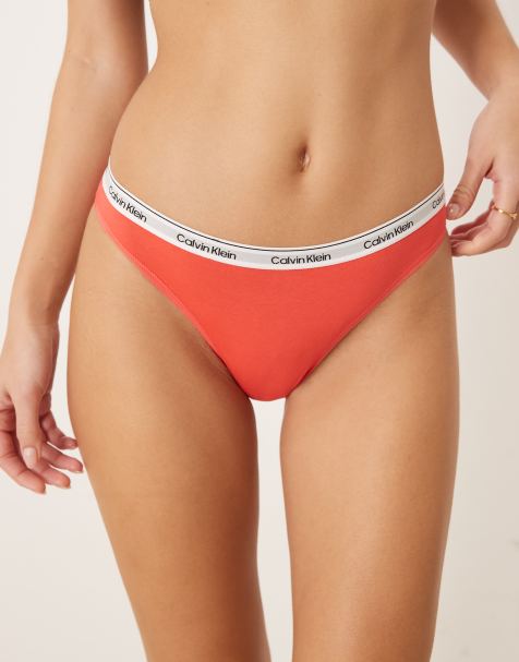Calvin Klein - Koralfarvede bikinitrusser med logoikon - view 1