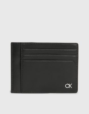 Calvin Klein Leather Cardholder in Ck Black - ASOS Price Checker