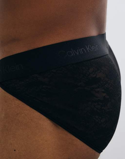 Calvin Klein lace athletic briefs in black, 3 of 4