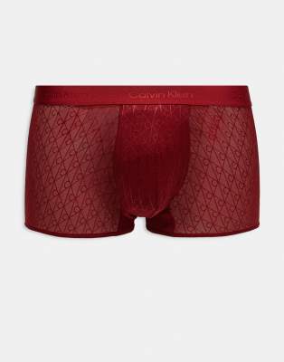 Calvin Klein Lace Low Rise Boxer Briefs In Red