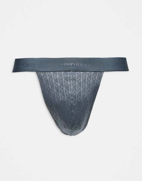 Calvin Klein lace thong in grey - view 1