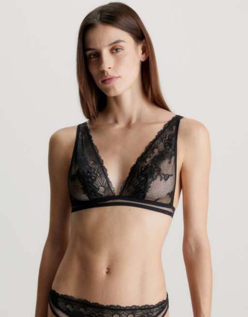 Calvin Klein Lace Triangle Bra in black