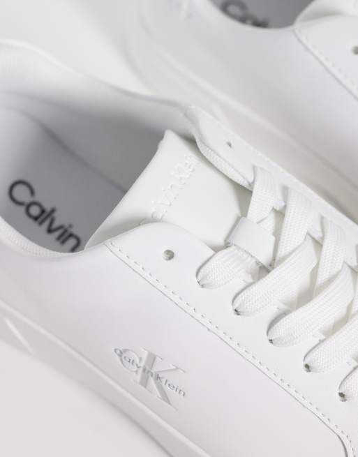 Calvin Klein - Lage sneakers van leer met cupzool in wit, 5 van 5