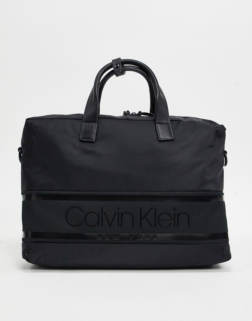 Calvin Klein - Laptoptas met gestreept logo in zwart