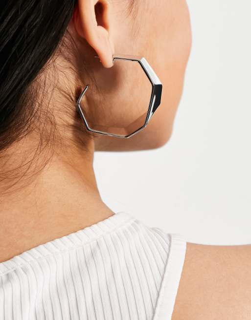 Calvin Klein large angle hoop earrings in silver ASOS