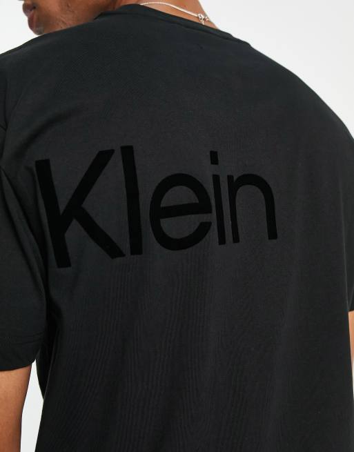 Calvin Klein large flock logo comfort cotton t shirt in black