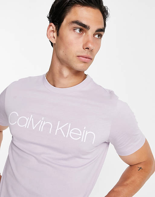 Calvin Klein large front logo t-shirt in lilac sugar | ASOS