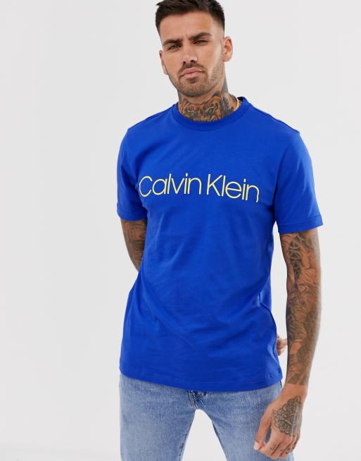 Calvin Klein large logo crew neck t shirt in bright blue