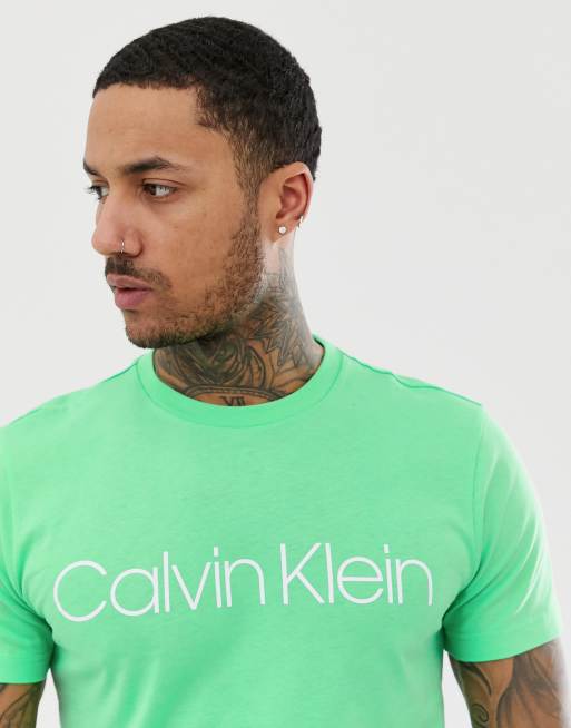 Calvin Klein large logo crew neck t shirt in light green