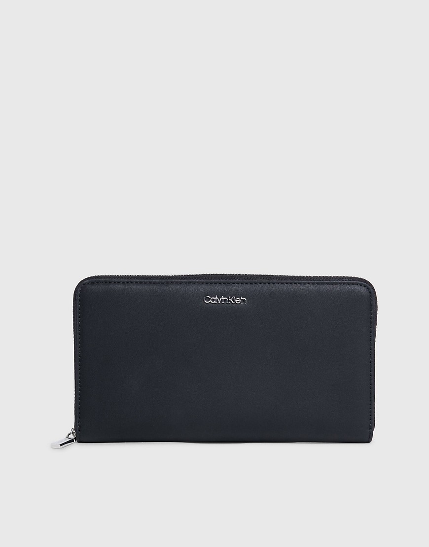 Calvin Klein Large RFID Zip Around Wallet in Ck Black