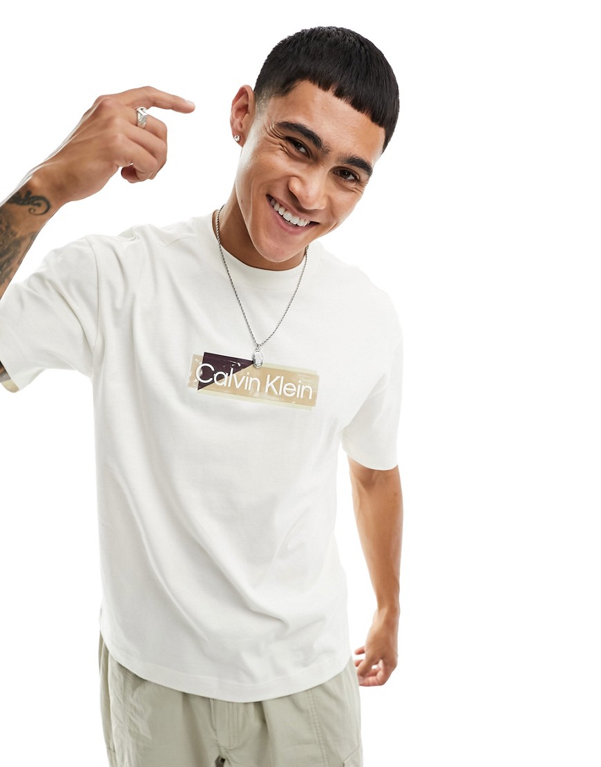Calvin Klein layered gel logo t-shirt in white