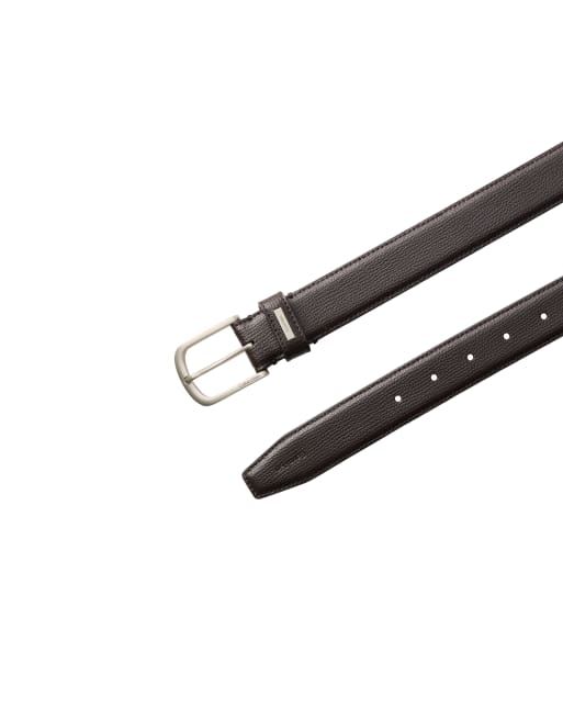 Calvin Klein læderbælte med buet spænde og nålespænde, 32 mm, i chokoladebrun, 3 af 3