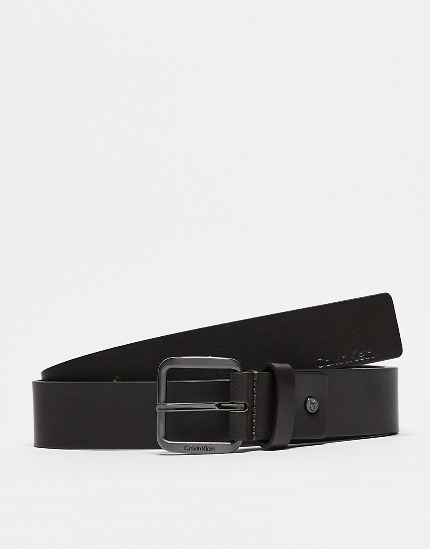 Calvin Klein leather 35mm adjustable belt in black