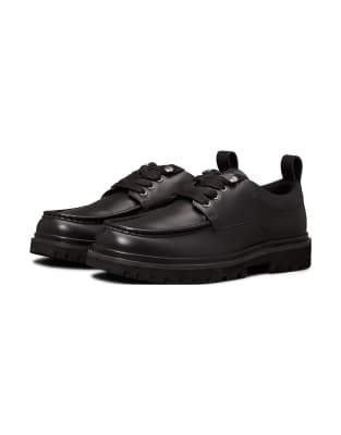 Calvin Klein Leather Apron Toe Laceup Shoes In Triple Black - Asos Shoes New In 30th October 2024