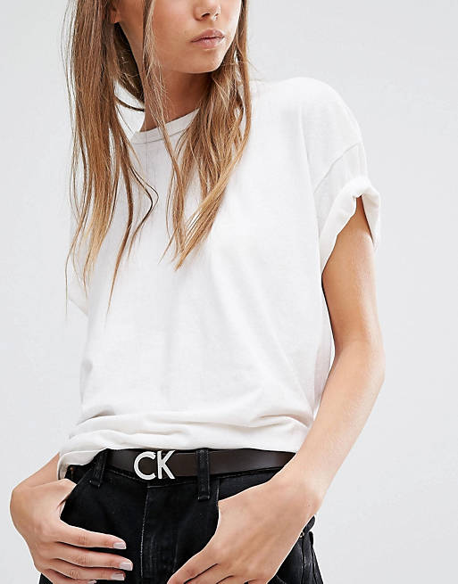 Calvin Klein Leather Belt with CK Logo
