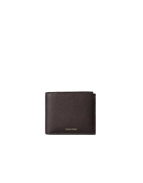 Calvin Klein Leather bifold wallet in ck dark brown - view 1