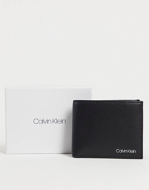 Calvin Klein leather bifold wallet with logo in black