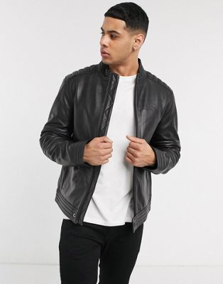 calvin klein jeans leather biker jacket