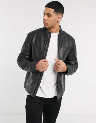 calvin klein black leather jacket