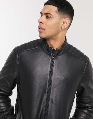 leather biker jacket calvin klein