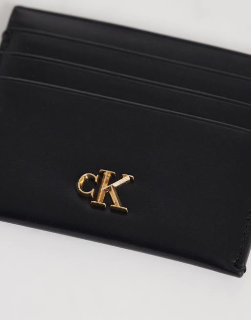 Calvin Klein leather cardcase with gold logo in black, 2 of 3