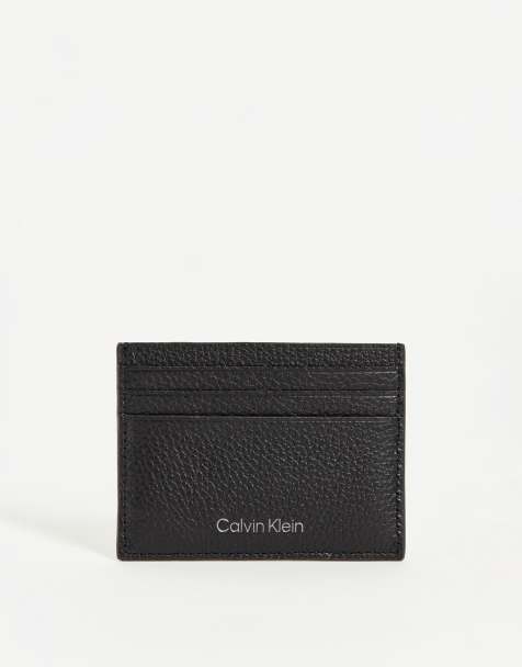 Calvin Klein leather cardholder in black - view 1