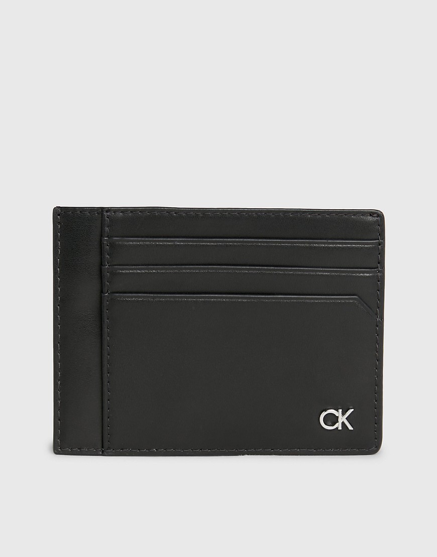 Calvin Klein Leather Cardholder in Ck Black