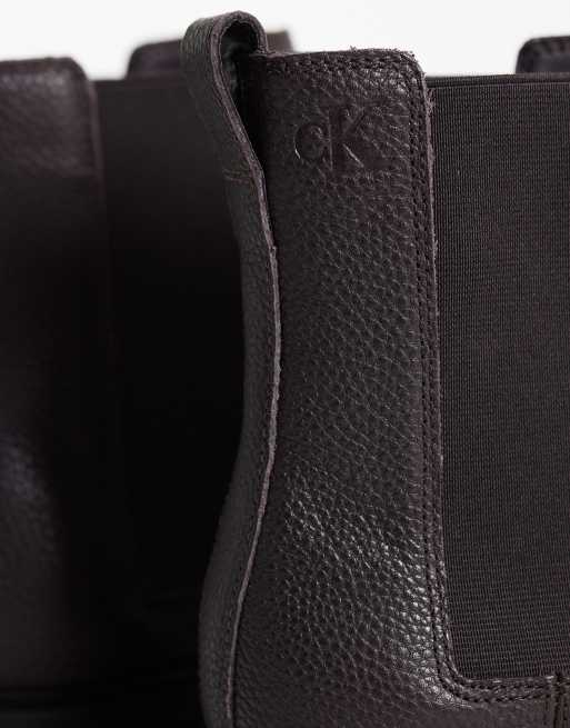 Calvin Klein leather chunky chelsea boots in fudge brown, 2 of 4
