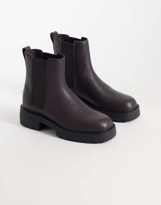 Calvin Klein leather chunky chelsea boots in fudge brown, 4 of 4