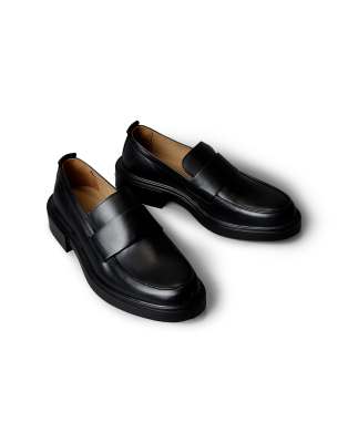 leather cupped band detail loafers 
