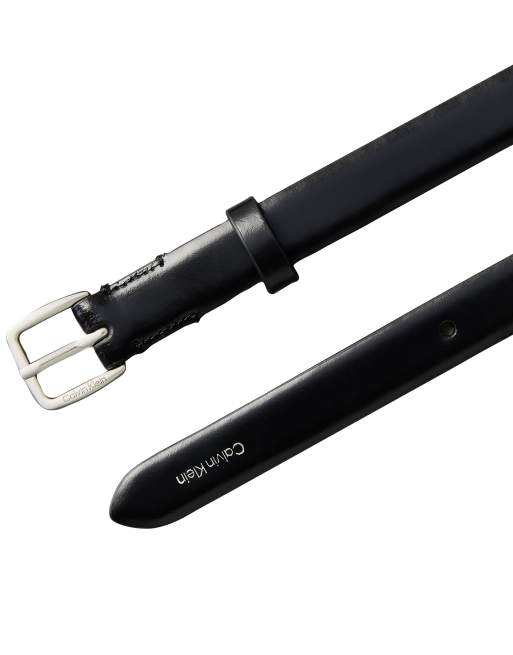 Calvin Klein leather essential buckle 20mm belt in black, 2 of 3