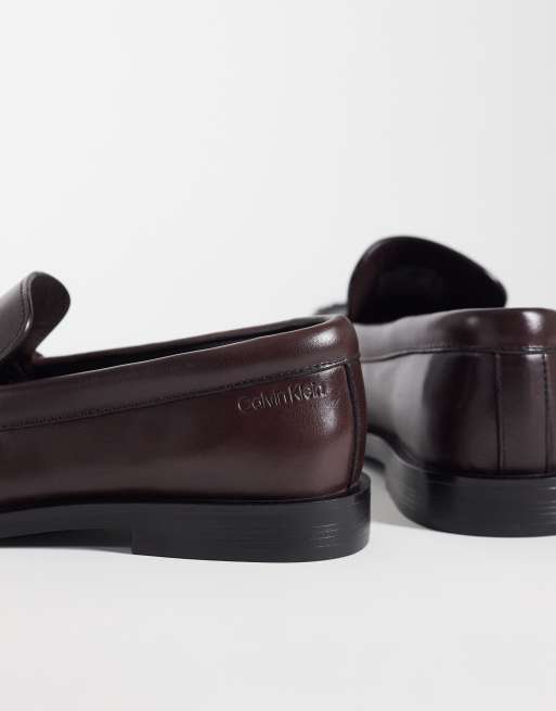 Calvin Klein leather essential loafers in fudge brown, 3 of 4