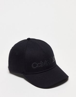 | lettering leather Klein cap in ASOS baseball Calvin black
