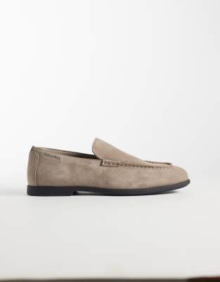  leather loafer in khaki