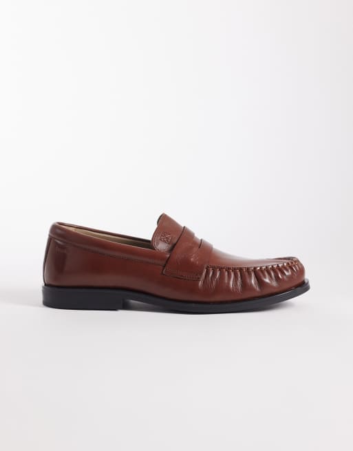 Calvin Klein leather loafers in brown, 2 of 4