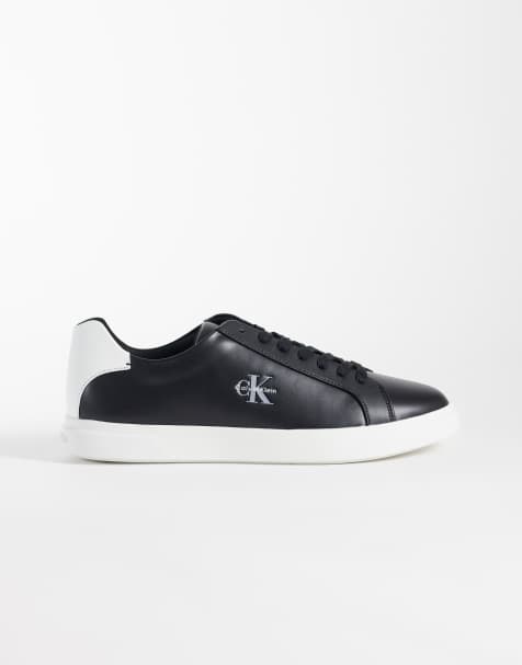 Calvin Klein leather low profile cupsole sneakers in black - view 1