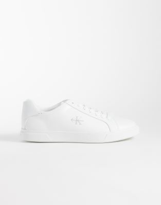Calvin Klein Leather Low Profile Cupsole Sneakers In White