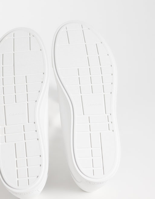 Calvin Klein leather low profile cupsole sneakers in white, 4 of 5