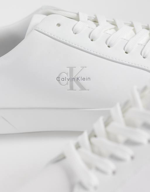 Calvin Klein leather low profile cupsole sneakers in white, 5 of 5