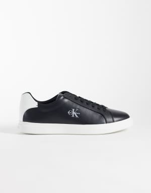 Calvin Klein leather low profile cupsole trainers in black
