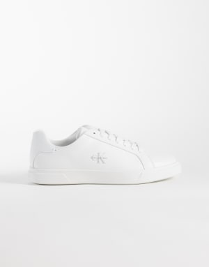 Calvin Klein leather low profile cupsole trainers in white