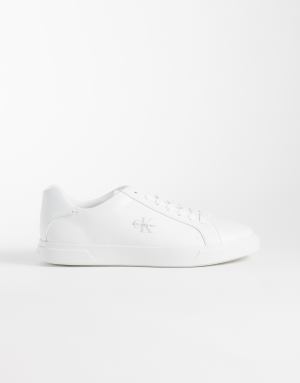 Calvin Klein leather low profile cupsole trainers in white