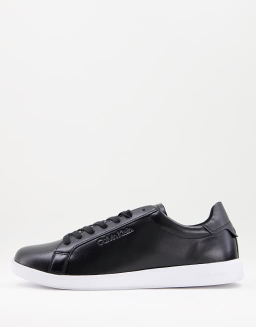 Calvin Klein leather low top sneakers in black | ASOS