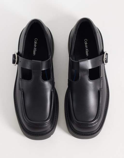 Calvin Klein leather Mary Jane loafer in black, 3 of 4
