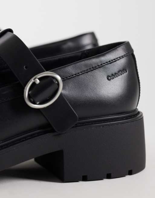Calvin Klein leather Mary Jane loafers in black, 2 of 4