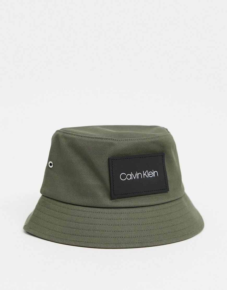 Calvin Klein leather patch bucket hat-Green