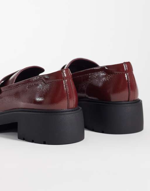 Calvin Klein leather patent chunky loafer in burgundy, 3 of 4